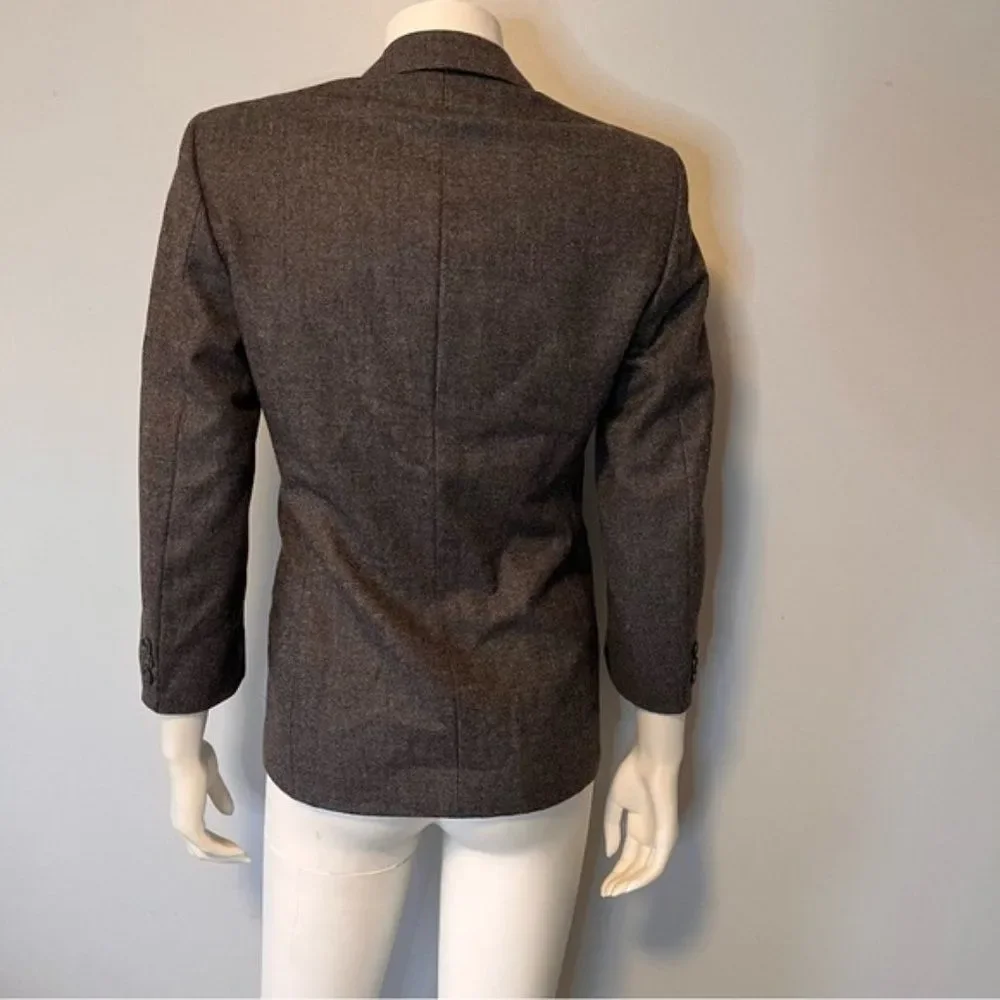 Vintage 100% virgin wool dark brown women blazer size S - Picture 9 of 10